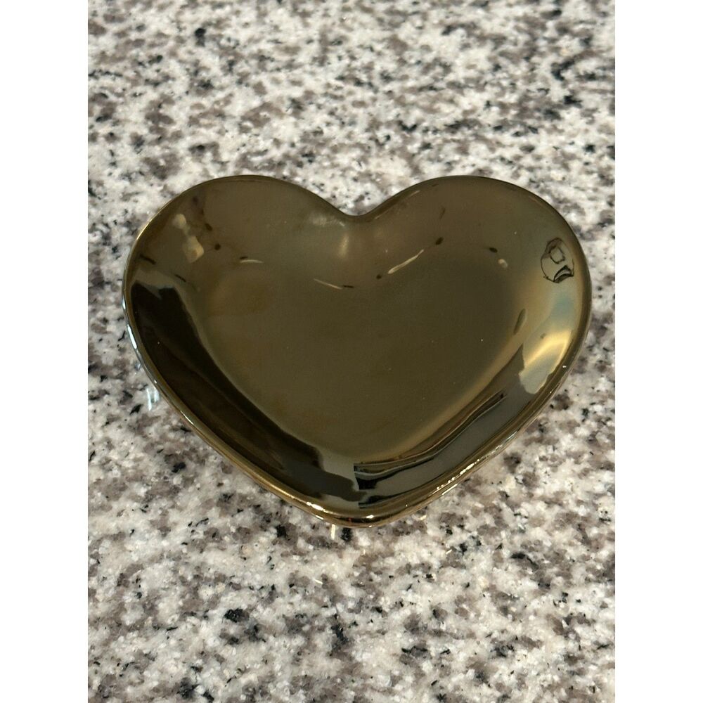 Gold Heart Ring Dish for Jewelry